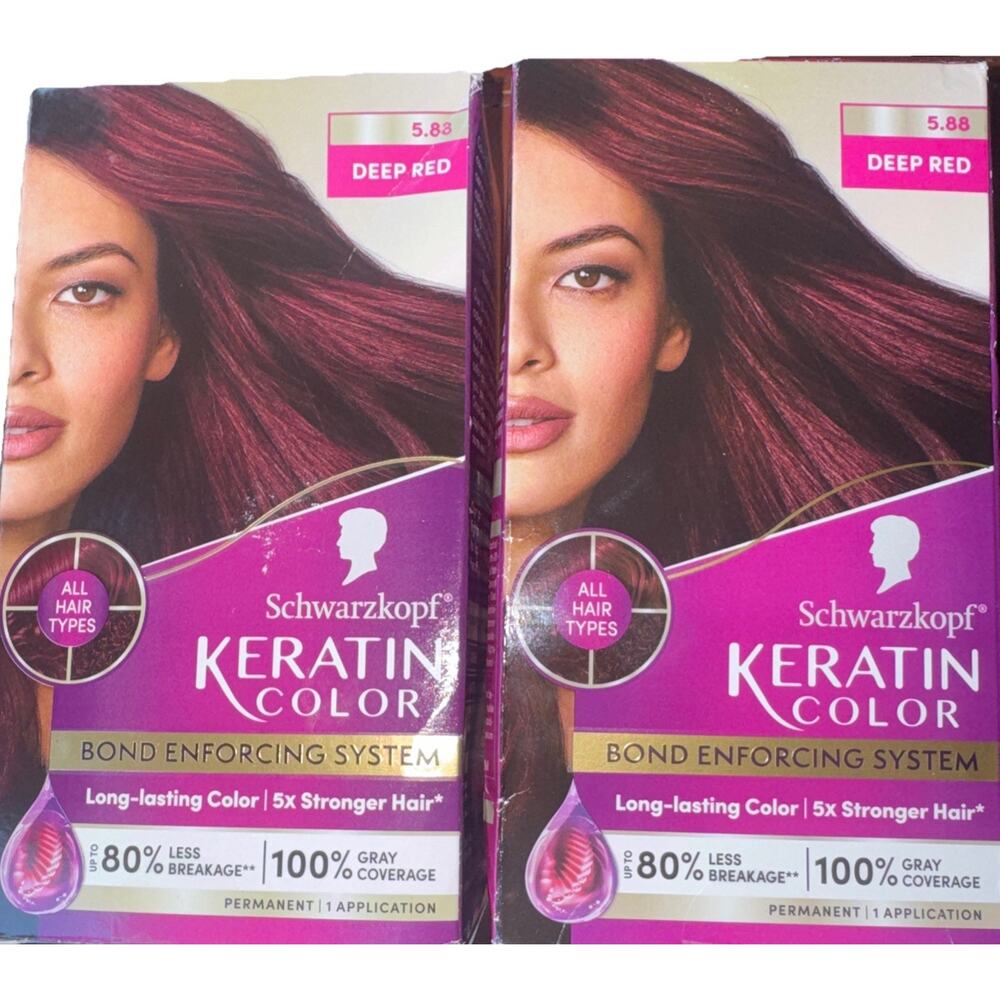 Schwarzkopf Keratin Color 5.88 Deep Red Permanent Hair Dye (Lot of 2)